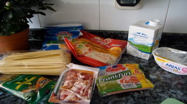 Espaguetis con Nata y Bacon