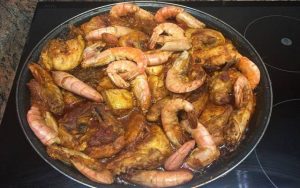 Pollo con gambas