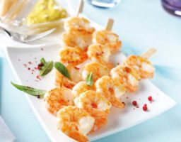 Brochetas de gambas