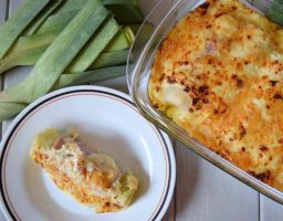 Puerros gratinados con bechamel