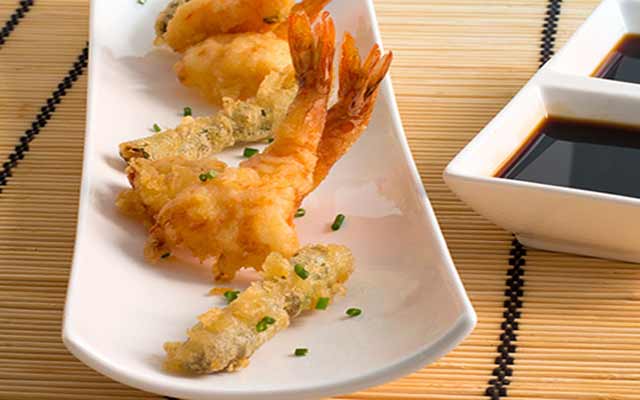 Langostinos en tempura japonesa