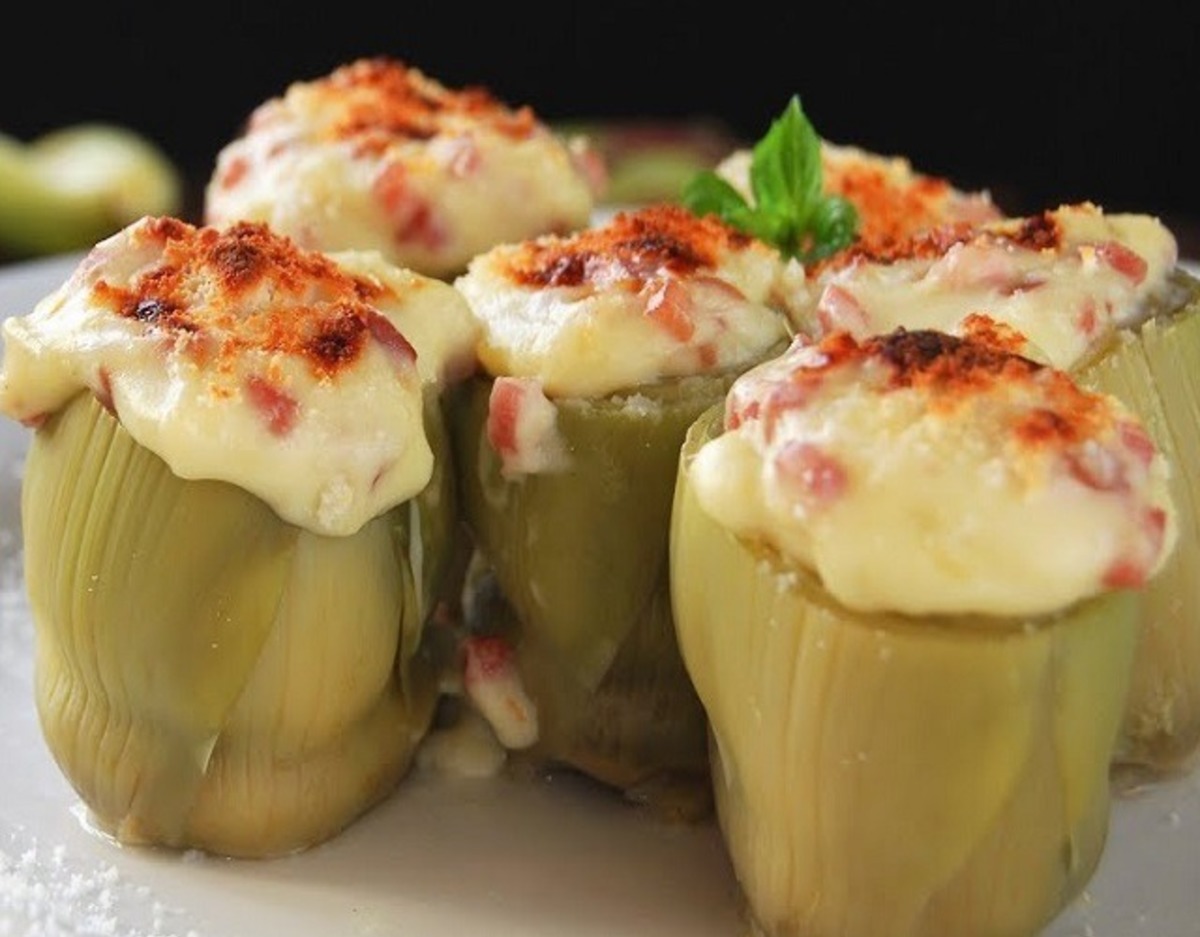 Receta de Alcachofas rellenas de jamón