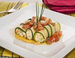 Canelones de calabacín rellenos de gambas