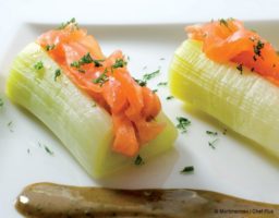 Receta de Puerros con salmon ahumado