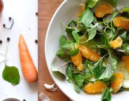 Ensalada de lechugas con aderezo de mostaza dulce